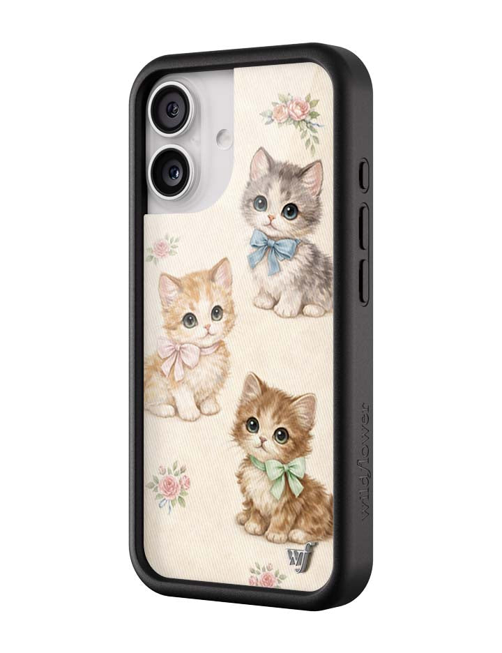 Vintage Kittens iPhone Case Floral White Animal Print