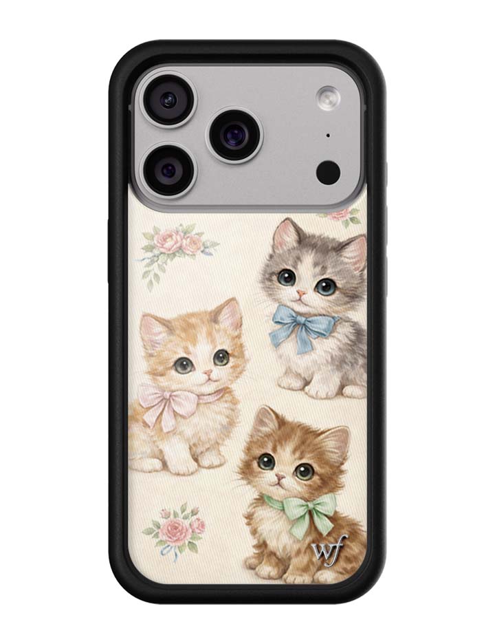 Vintage Kittens iPhone Case Floral White Animal Print