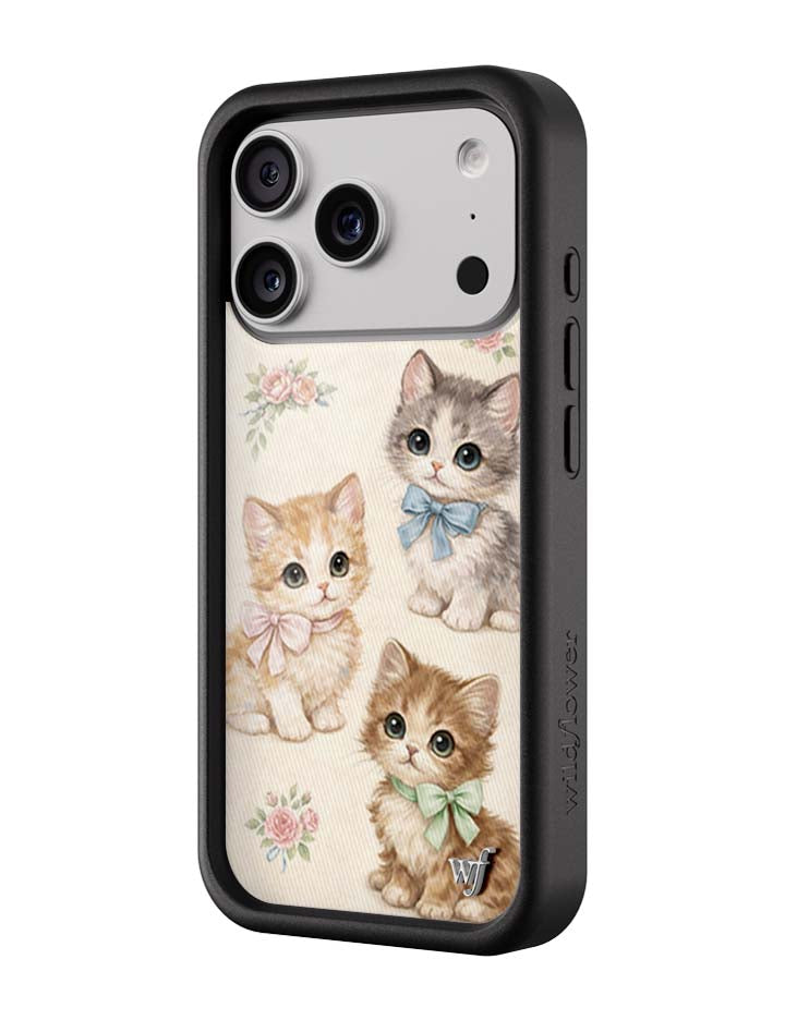 Vintage Kittens iPhone Case Floral White Animal Print