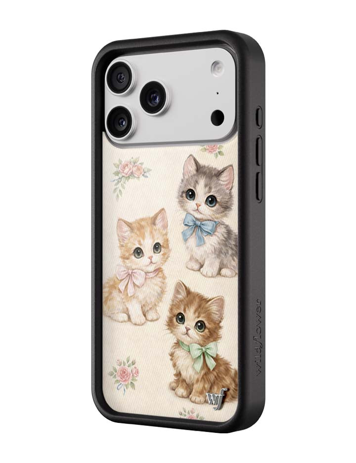 Vintage Kittens iPhone Case Floral White Animal Print