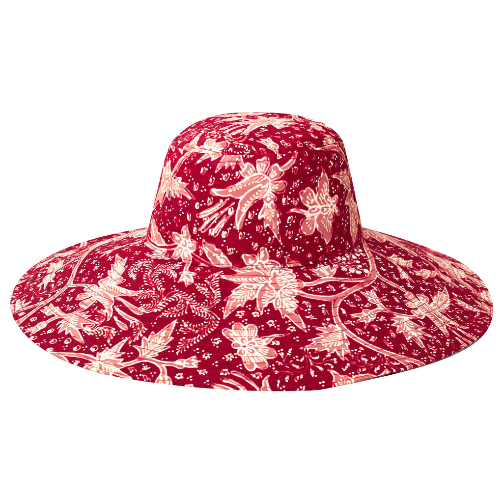 KUSUMA Chinoiserie Batik Hat In Maroon Red