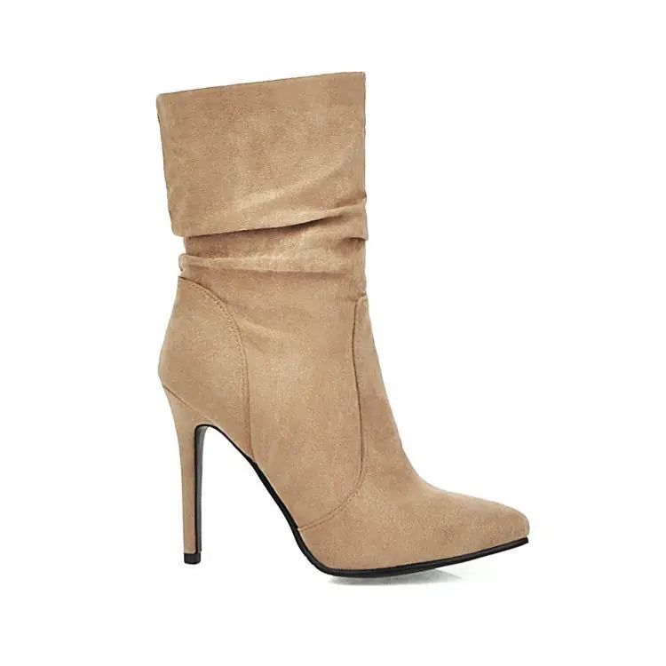 Pointed Toe Elastic Ankle Booties with Heel