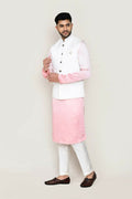 White men's cotton satin jacket for formal ethnic styling