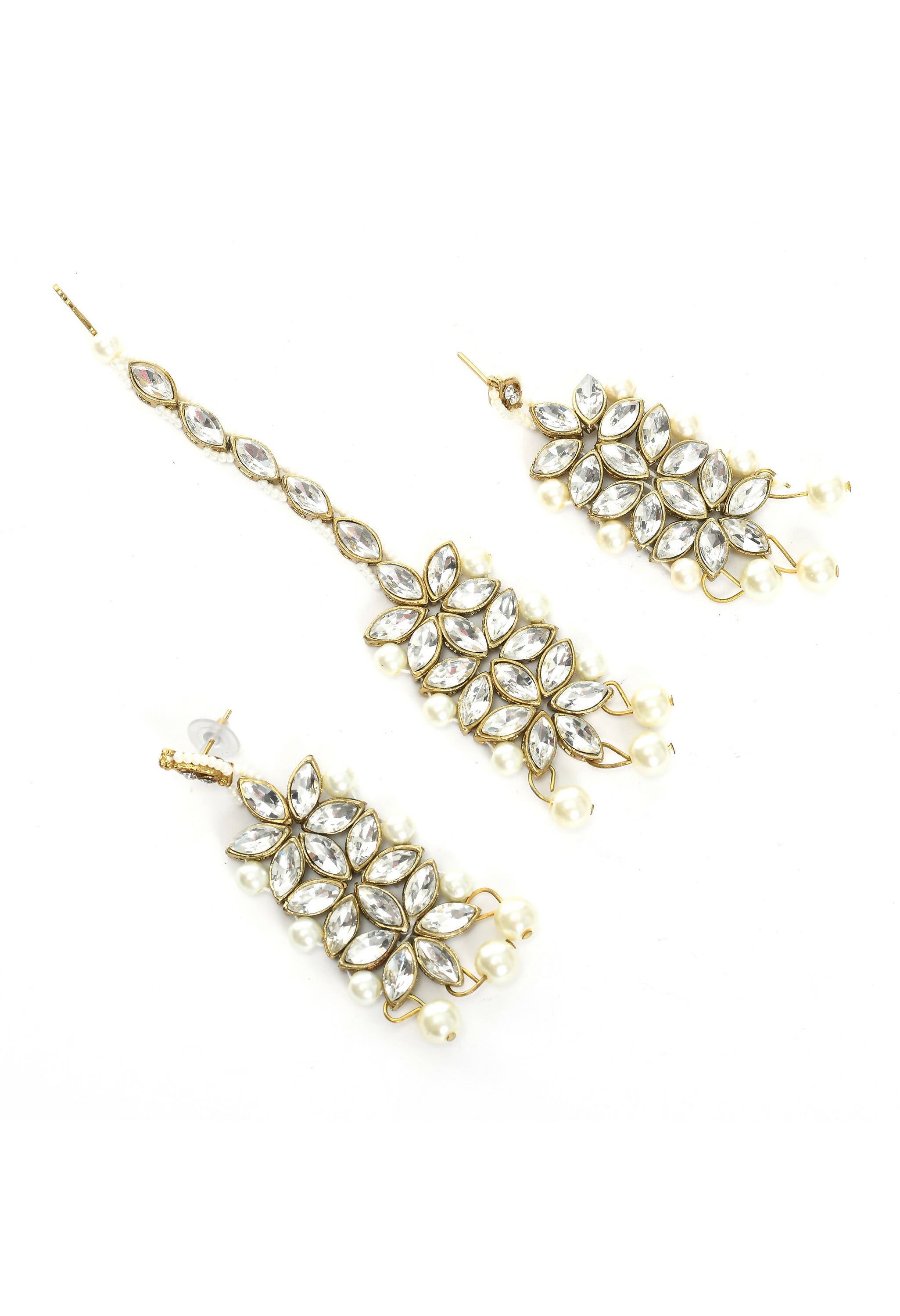 Johar Kamal Gold-Polished Rani Haar Necklace with Off White Pearls