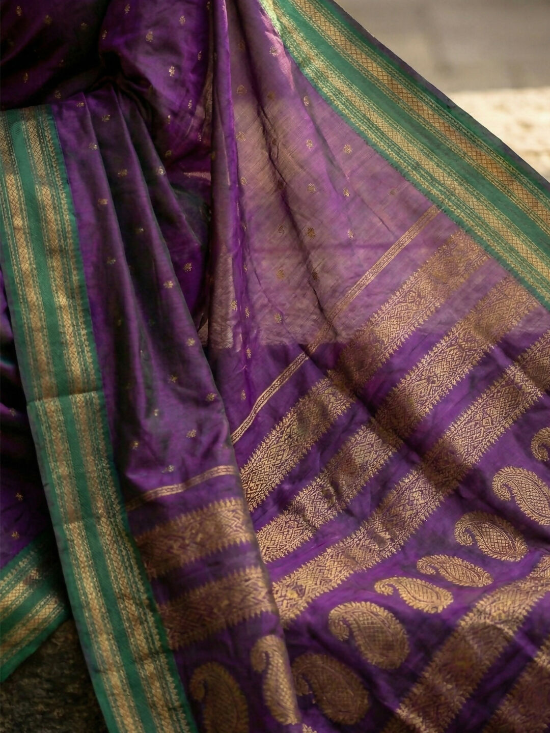 Purple Soft Silk Saree with Matching Silk Blouse Piece