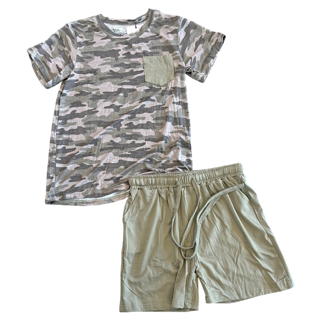 Kace Camo Bamboo Youth T-Shirt & Shorts Set