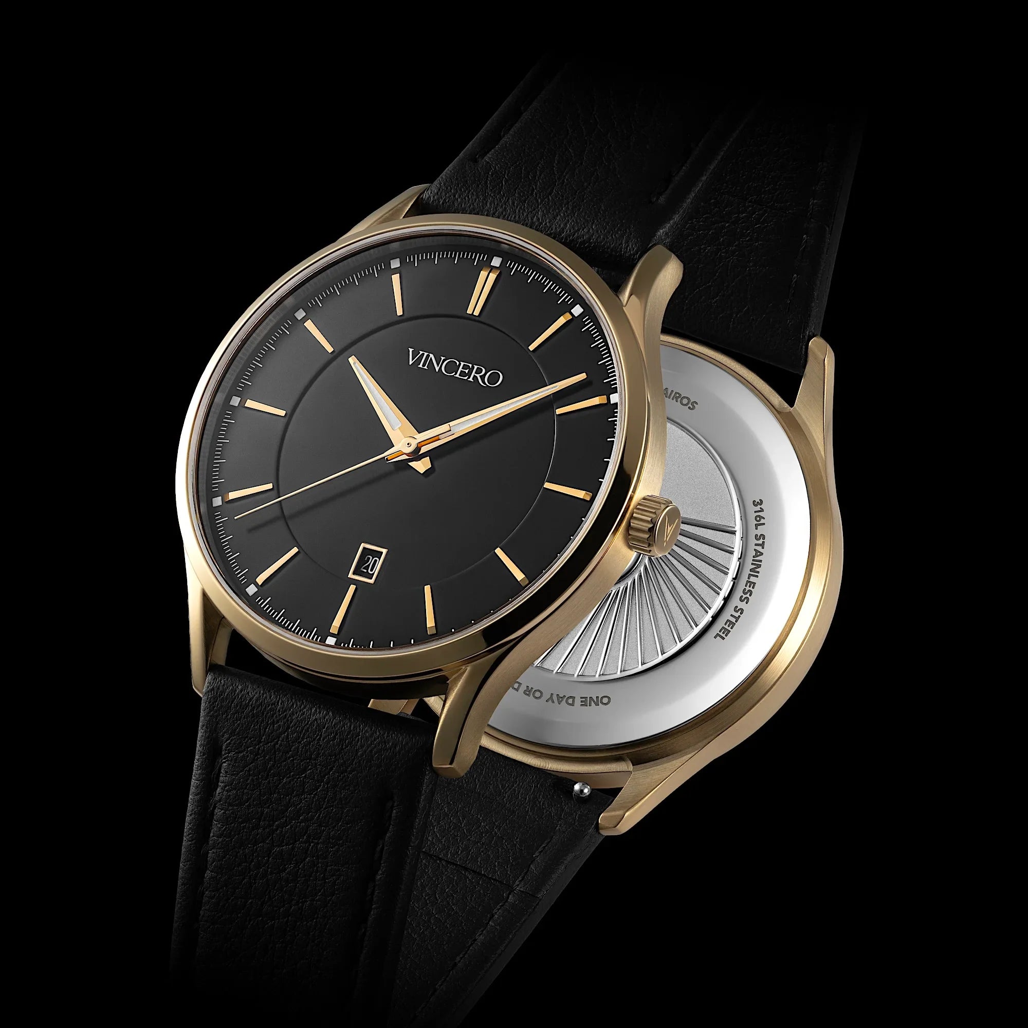 The Kairos II Watch - Gold Onyx 38mm Minimalist Design