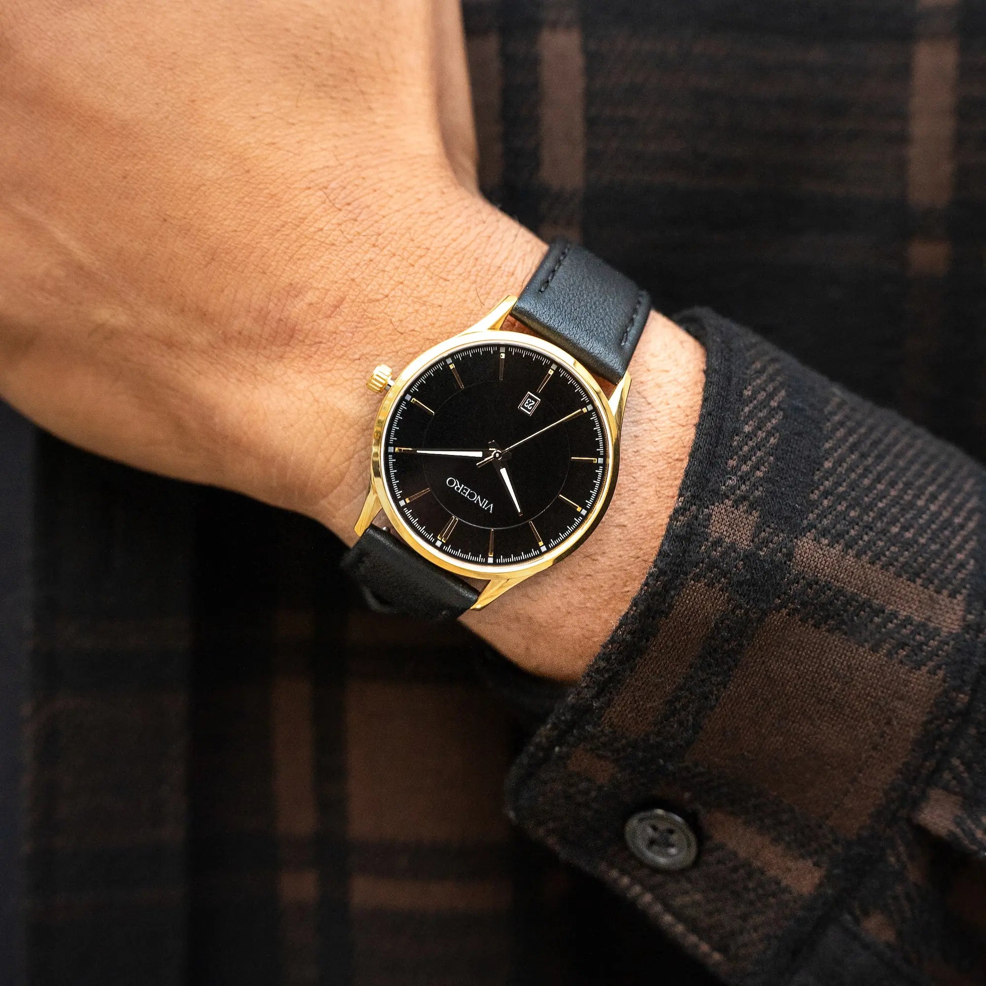 The Kairos II Watch - Gold Onyx 38mm Minimalist Design