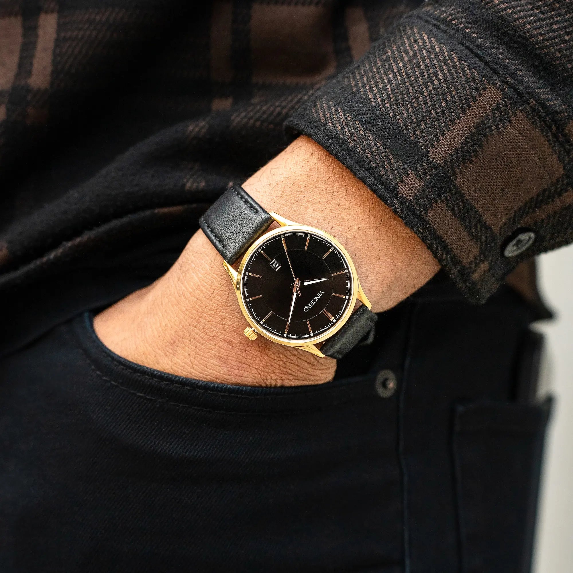 The Kairos II Watch - Gold Onyx 38mm Minimalist Design