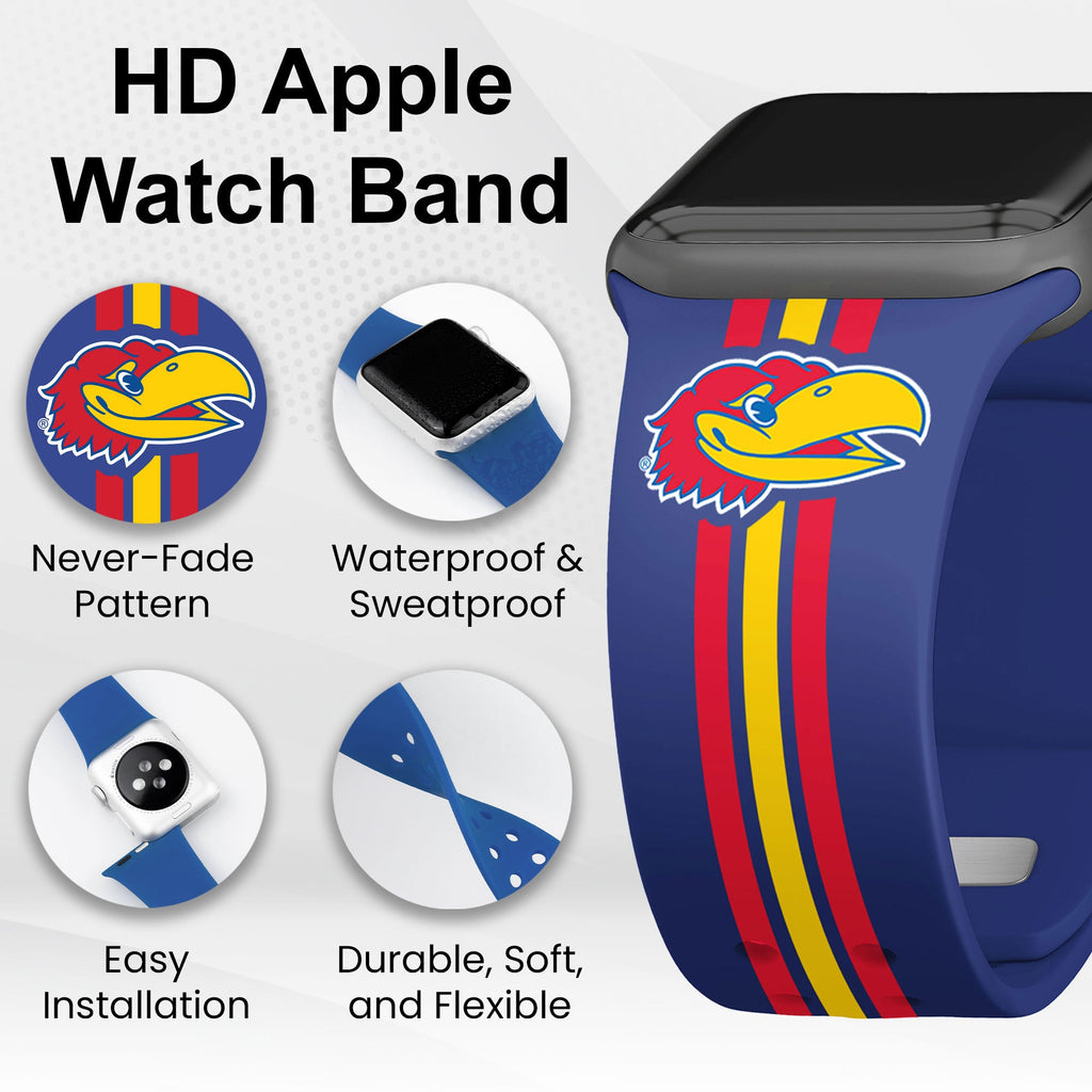Kansas Jayhawks HD Apple Watch Band - Fits Series 1-10 & Ultra