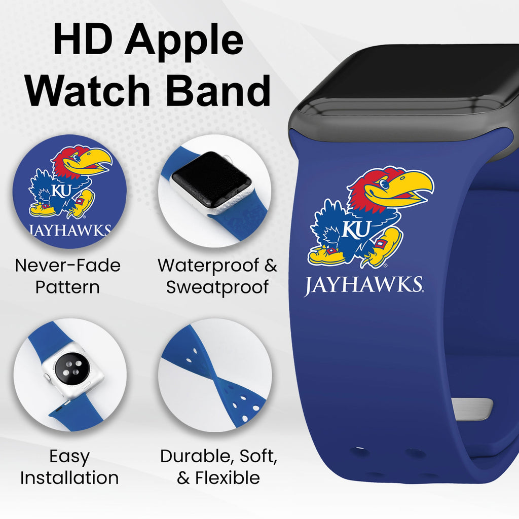 Kansas Jayhawks HD Apple Watch Band - Fits Series 1-10 & Ultra