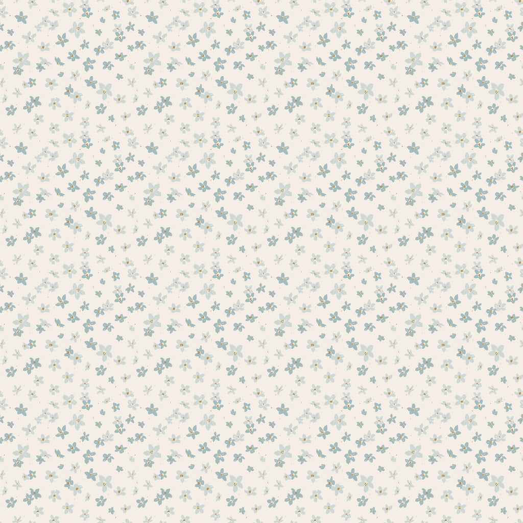 Kaye Floral Removable Wallpaper in Blue and Peach