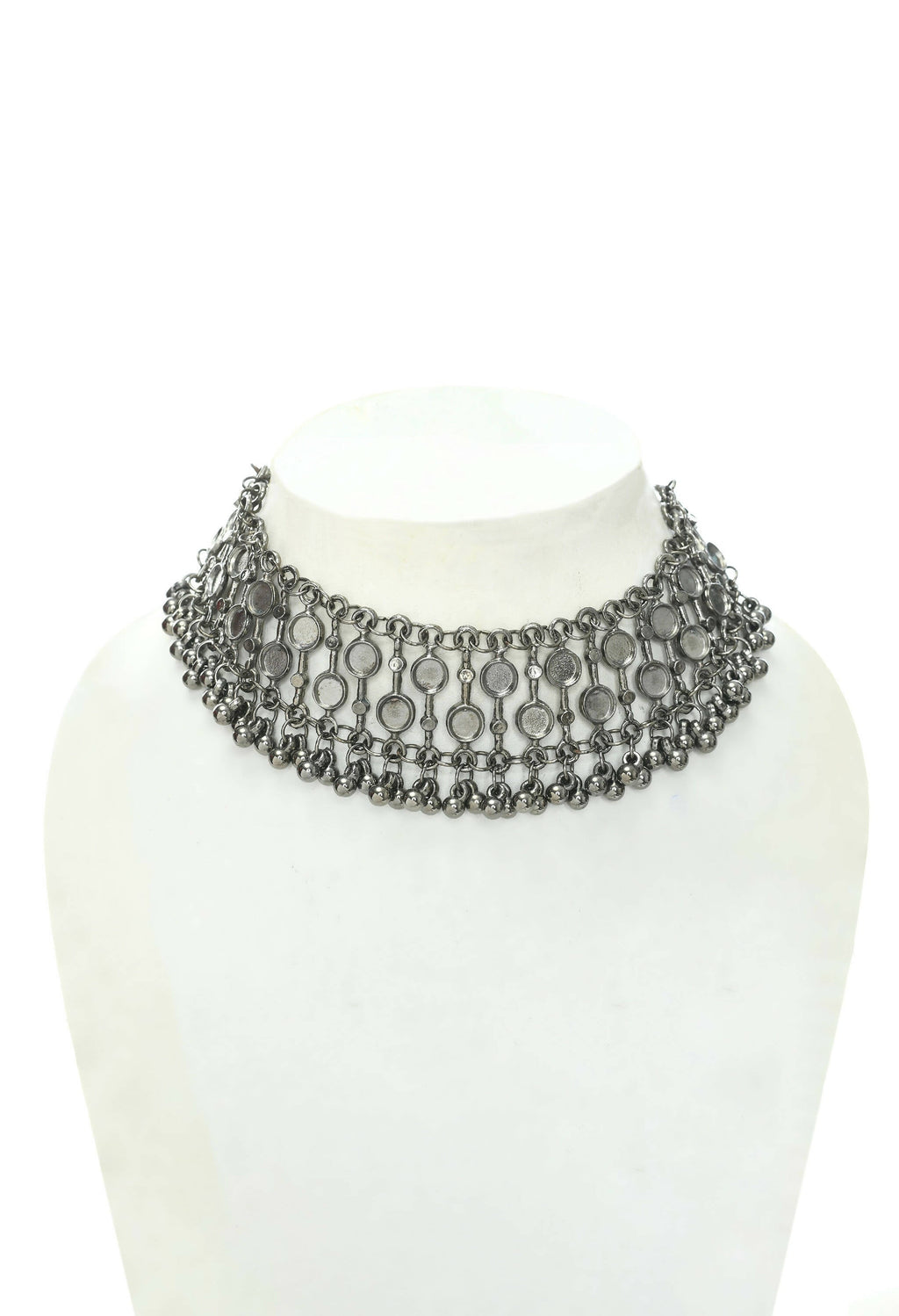 Edgy Black-Plated Brass Statement Choker Necklace
