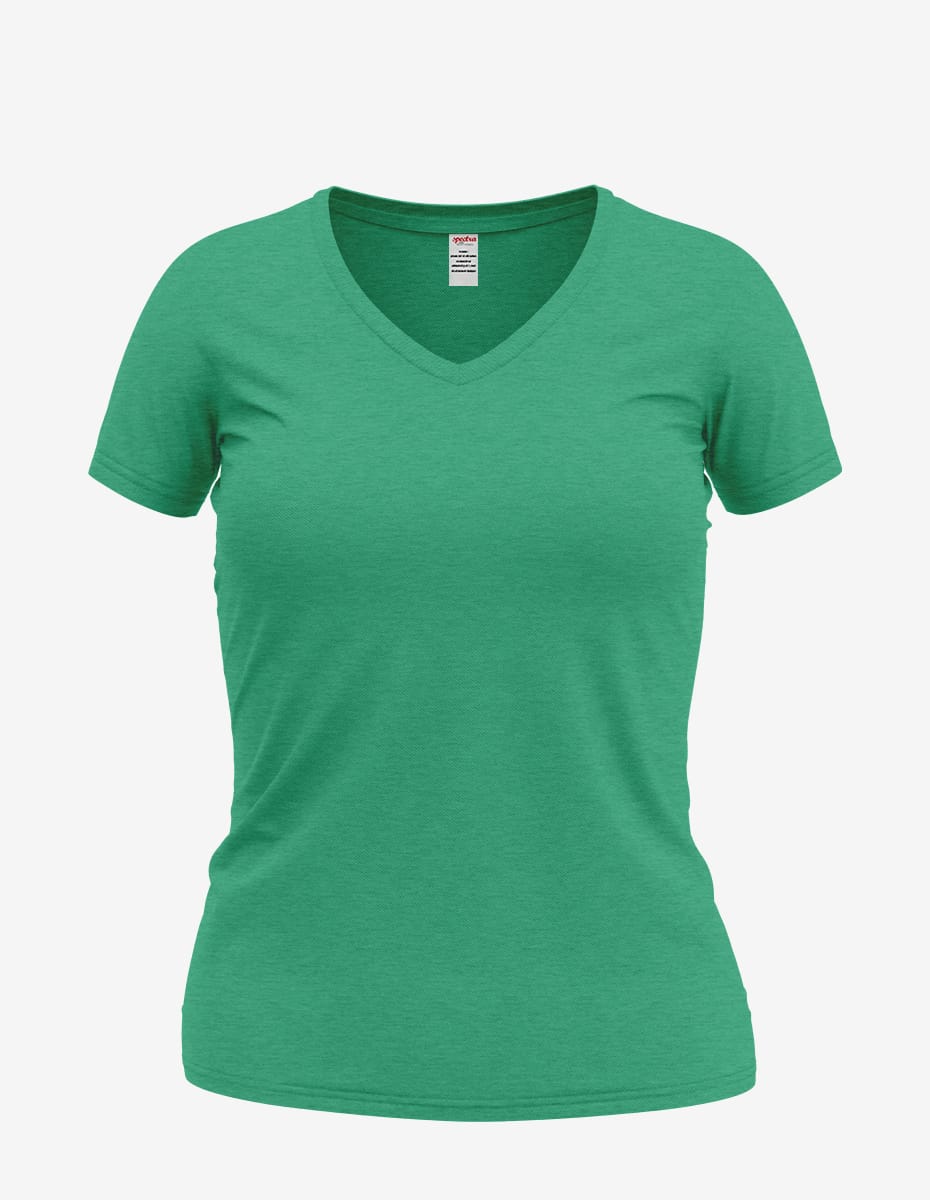 Women's Dark Grey V-Neck Short Sleeve Basic Everyday Tee - Image 11
