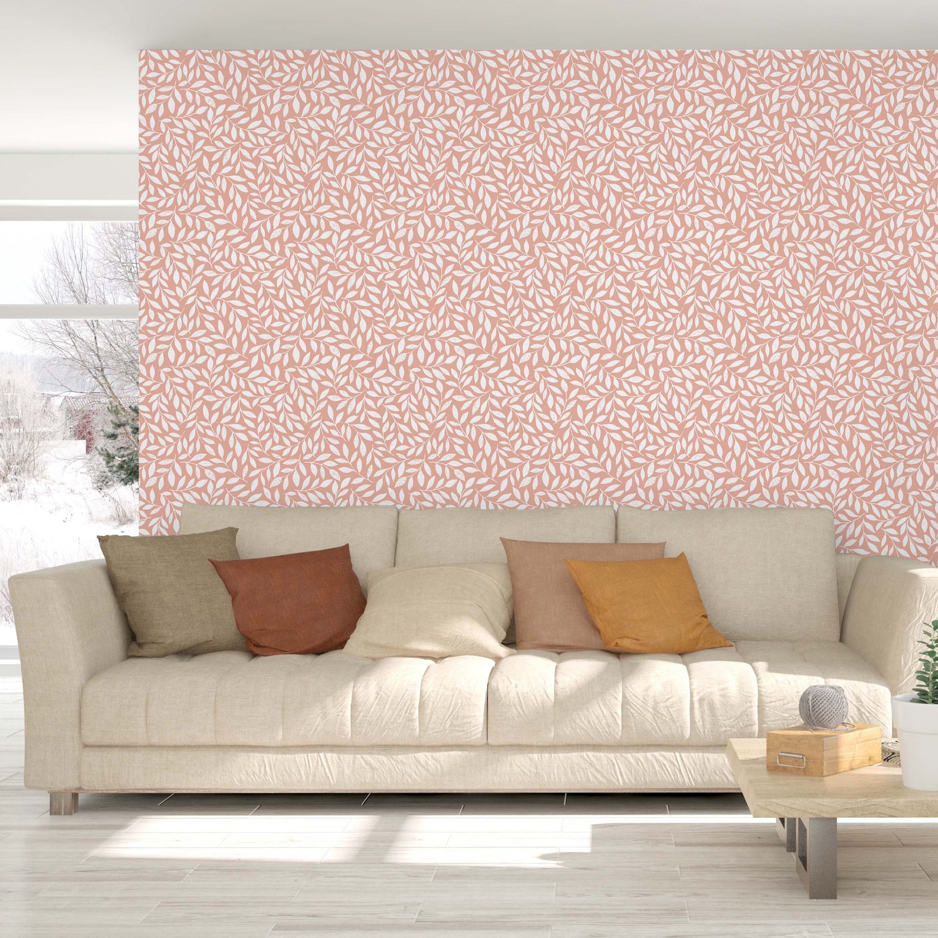 Harlow Floral Removable Wallpaper in Beige and White