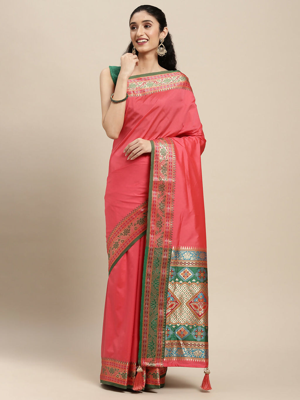Shree Shyam Fashion Silk Blend Gajari Saree