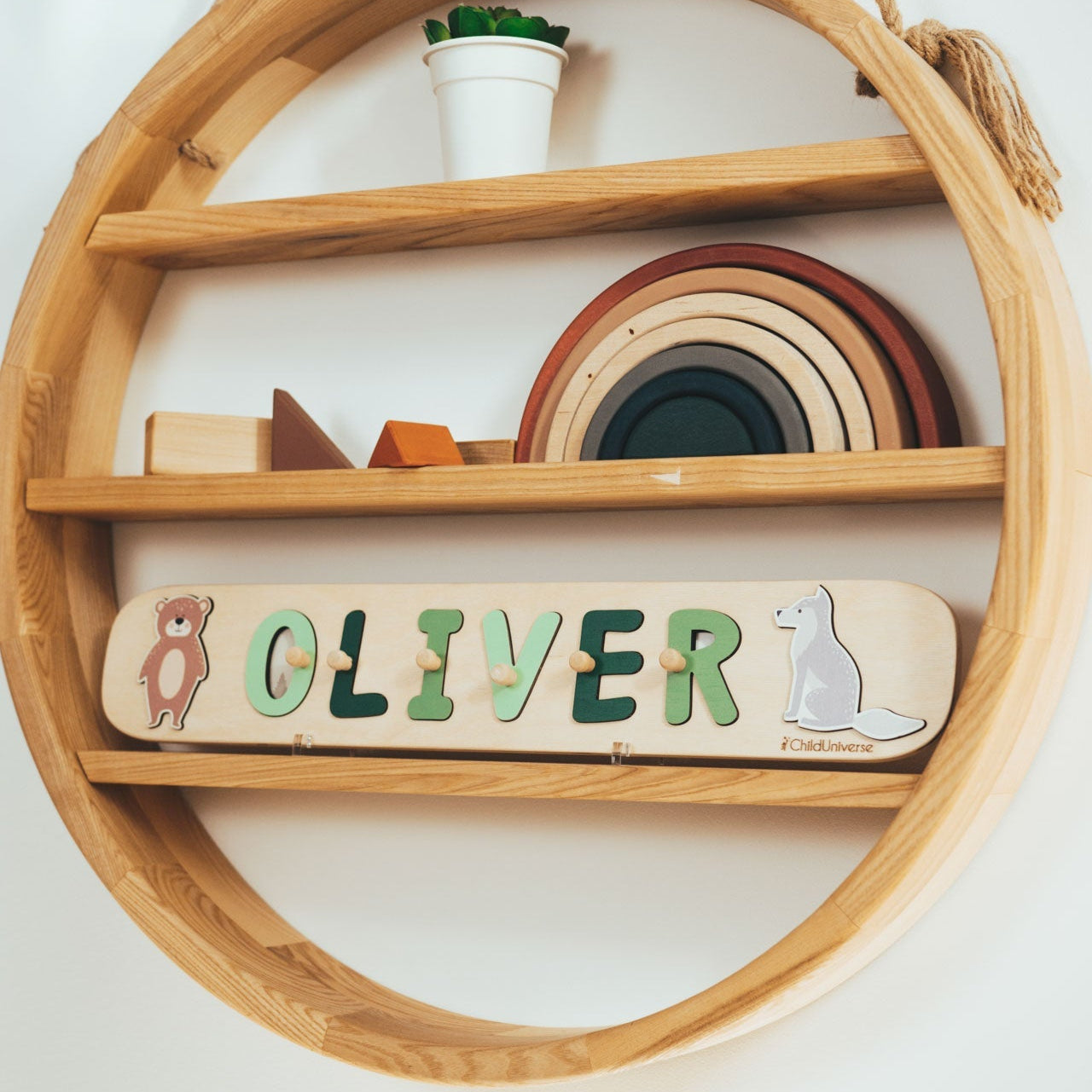 Personalized Woodland Name Puzzle - Scandi-Style Montessori Toy