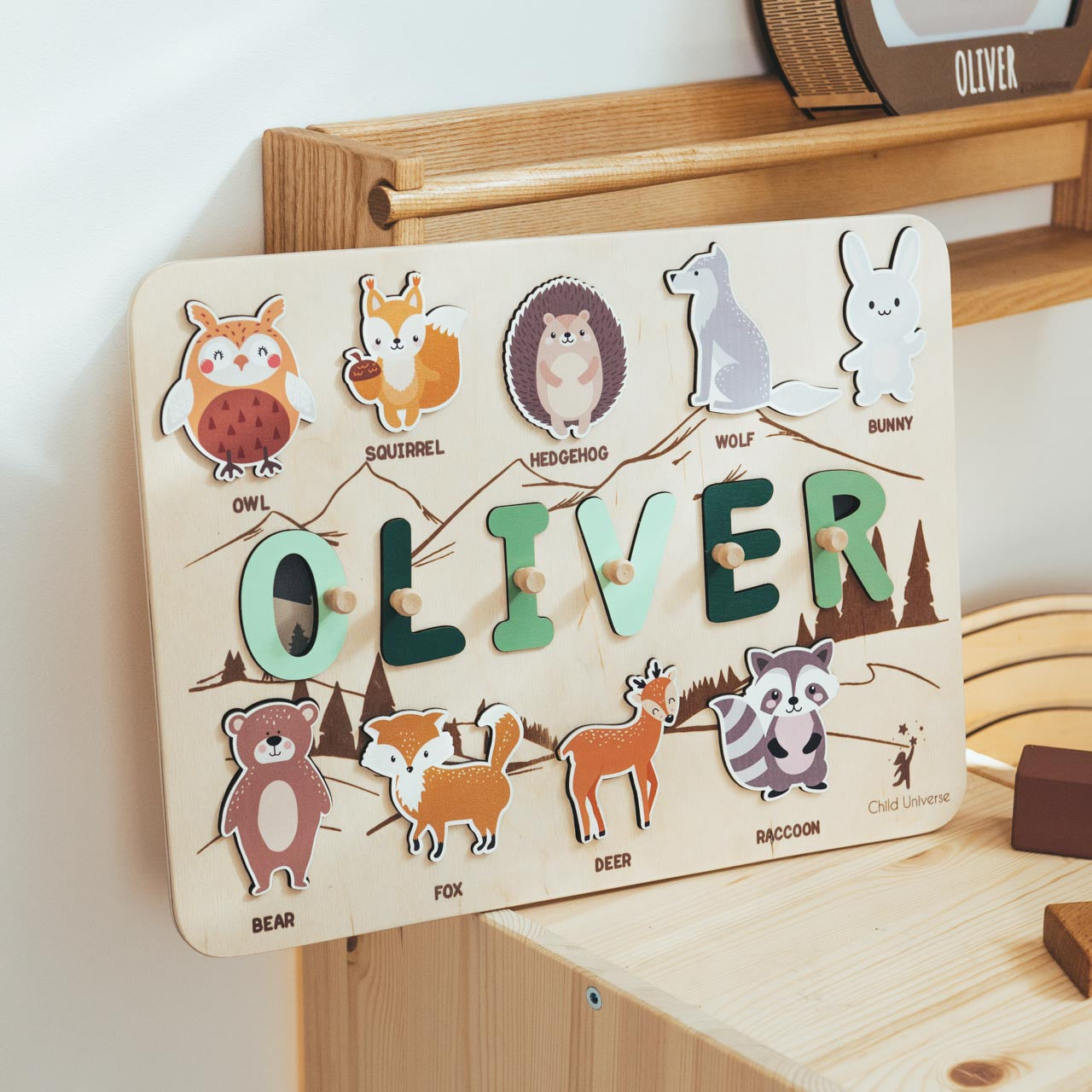 Personalized Woodland Name Puzzle - Baby's First Christmas Gift
