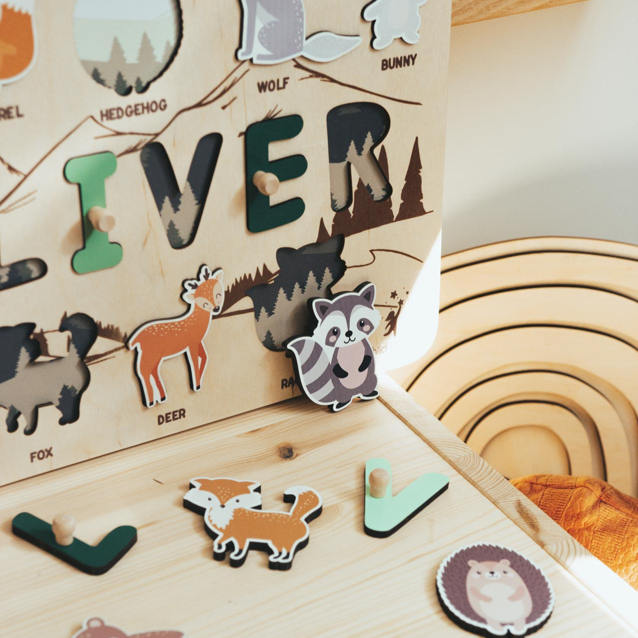 Personalized Woodland Name Puzzle - Baby's First Christmas Gift