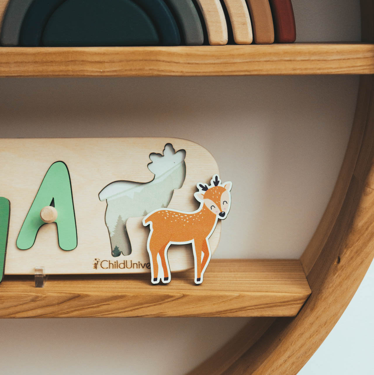 Personalized Woodland Name Puzzle - Scandi-Style Montessori Toy