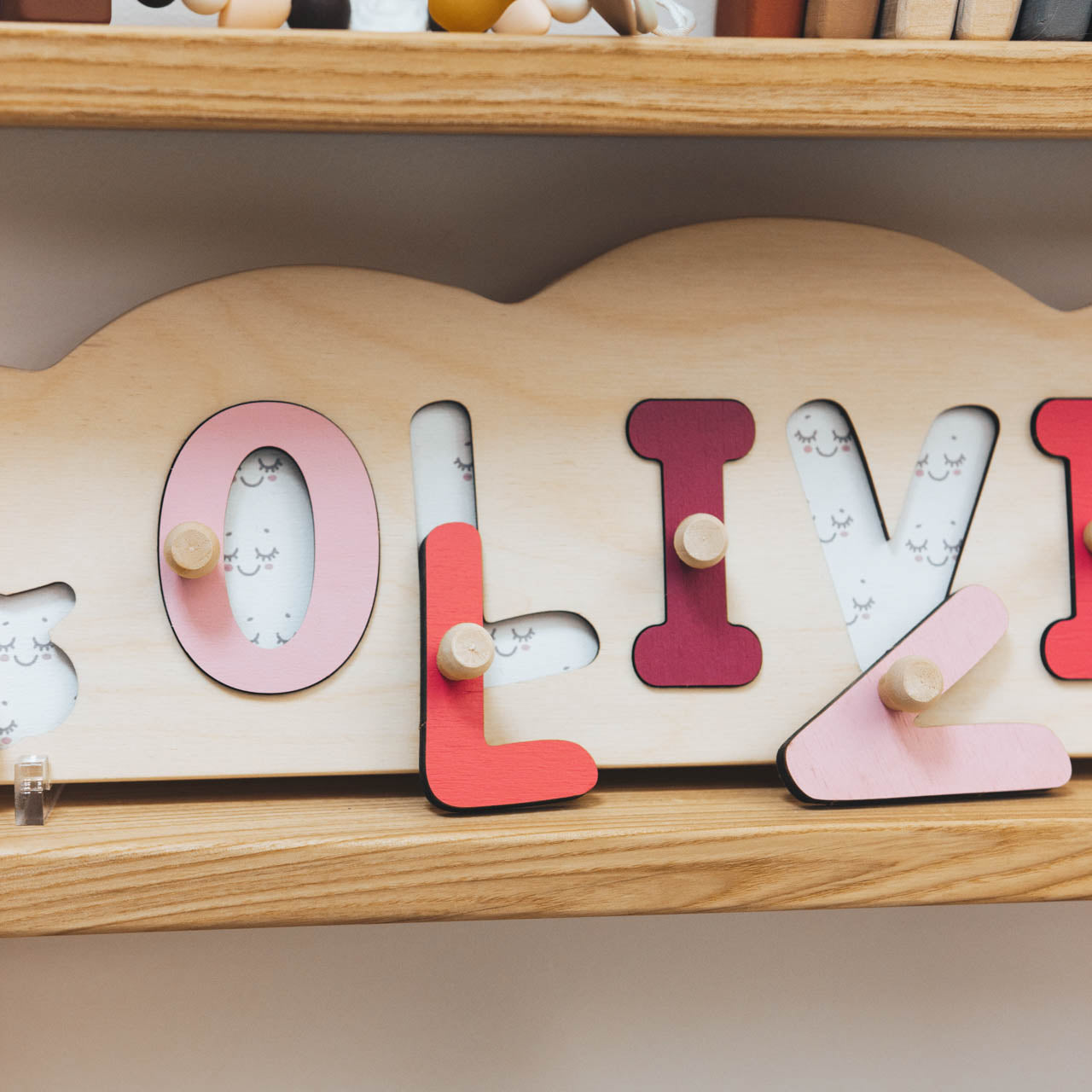 Personalized Cloud Name Puzzle for Toddlers - Montessori Wood Toy