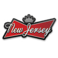 King of States enamel pin featuring a crown design, 1.5 inches wide with a butterfly clasp back.