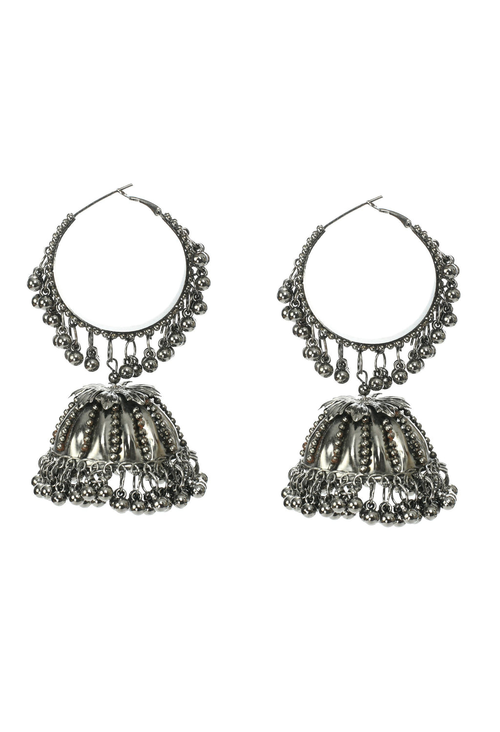 Oxidised Black-Plated Ghungroo Jhumka Earrings for Casual & Party