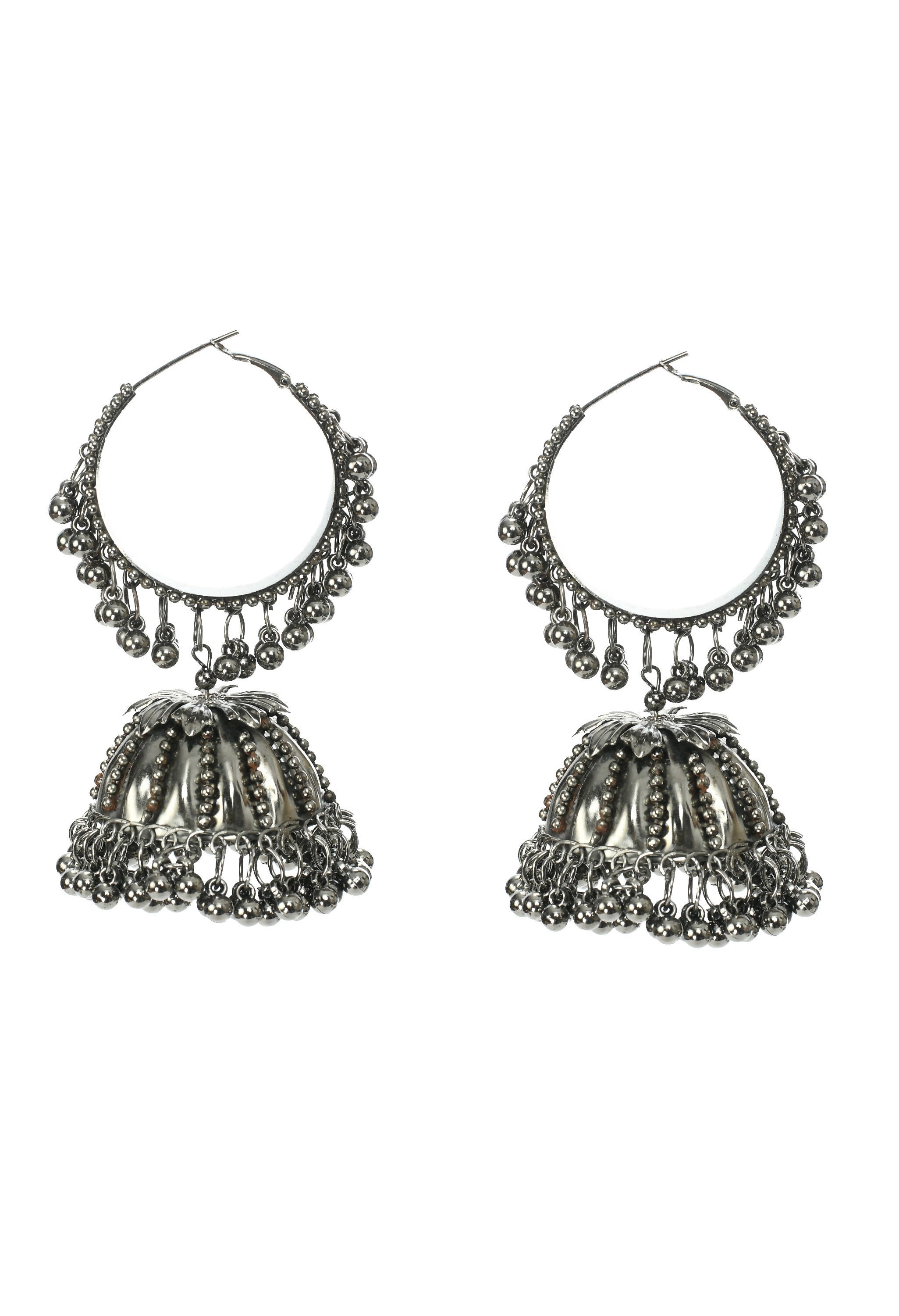 Oxidised Black-Plated Ghungroo Jhumka Earrings for Casual & Party