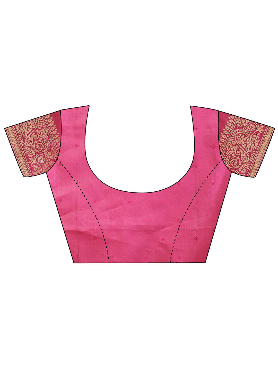 Cream and Magenta Banarasi Silk Saree with Matching Blouse