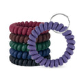 QIUTIMIY 6PCS Wristlet Keychain Colorful Spiral Coil Hair Tie for Women Sauna Accessories Wrist Coil Key Ring Key Holder(Matte Dark-S)