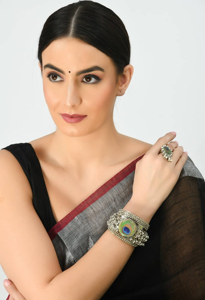 Ghungroo Handcrafted Oxidised Cuff Bracelet