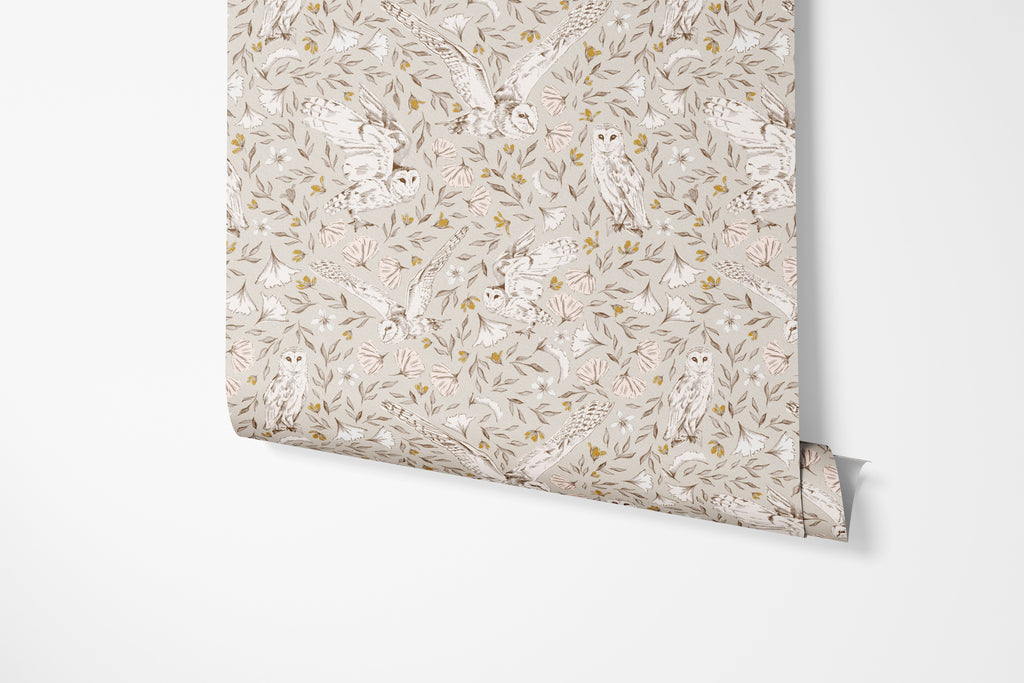 Artemis Removable Wallpaper in Beige, Ochre-Yellow and Brown