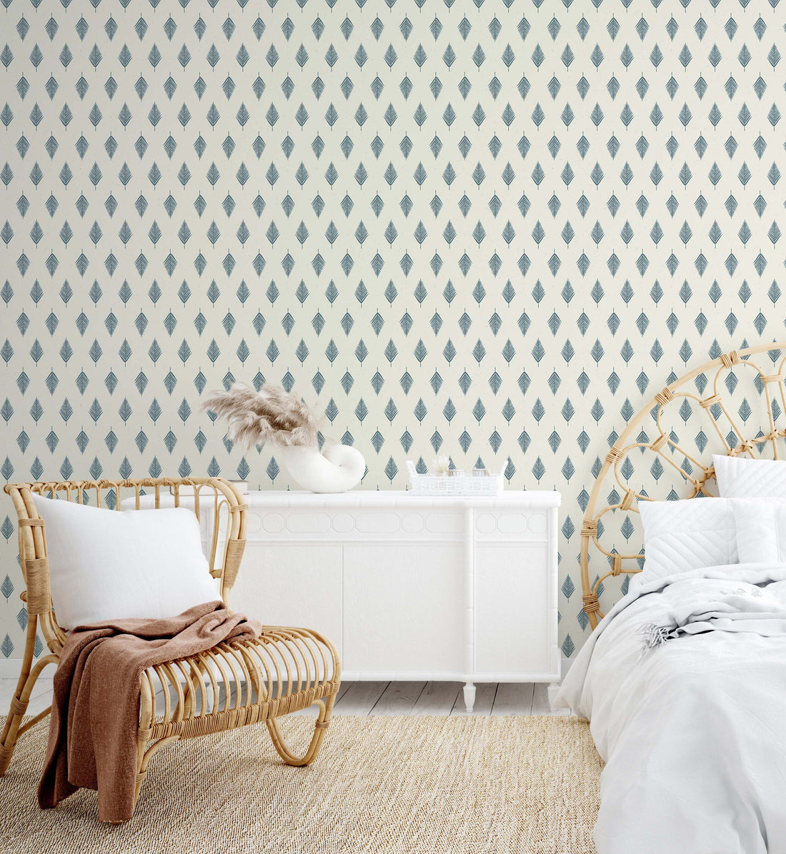 Koa Geometric Removable Wallpaper in Cream and Sage-Green