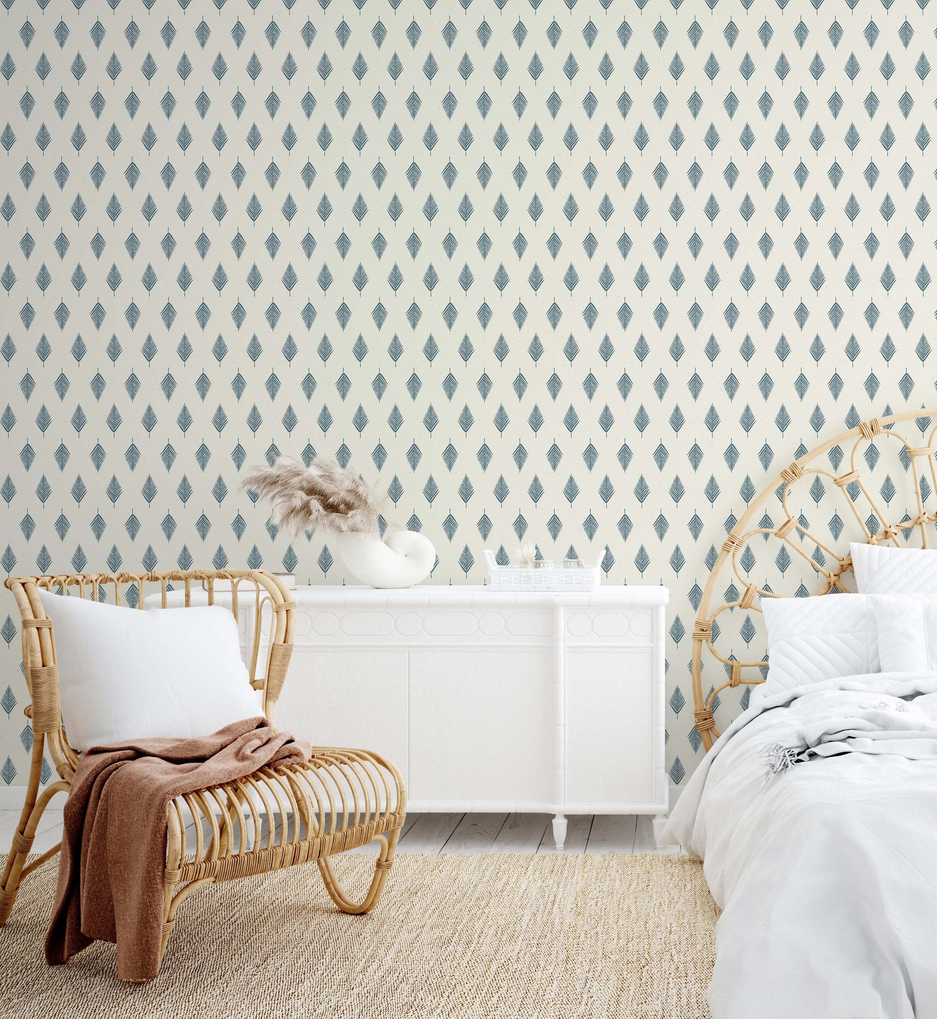 Koa Geometric Removable Wallpaper in Cream and Sage-Green