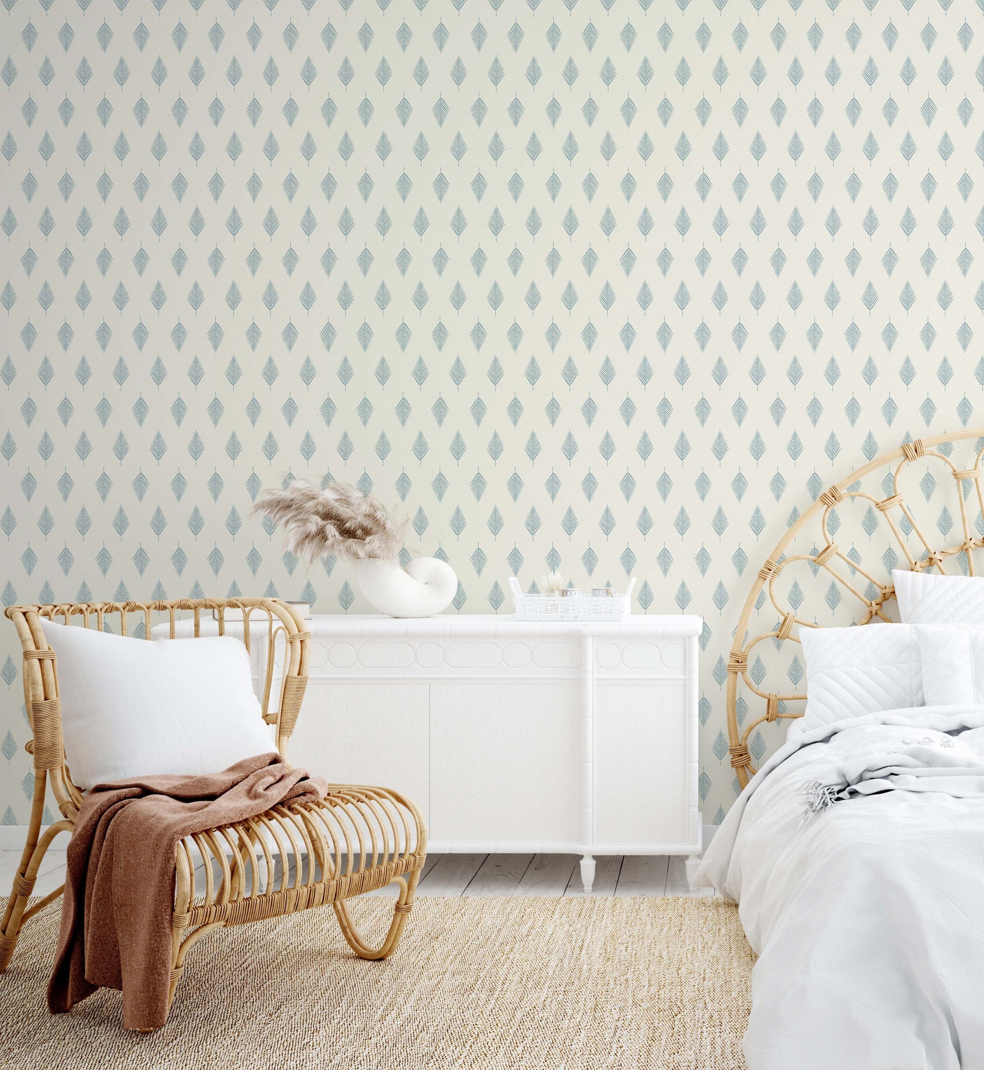Koa Geometric Removable Wallpaper in Cream and Sage-Green