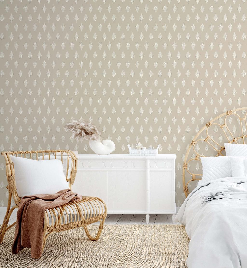 Koa Geometric Removable Wallpaper in Cream and Sage-Green