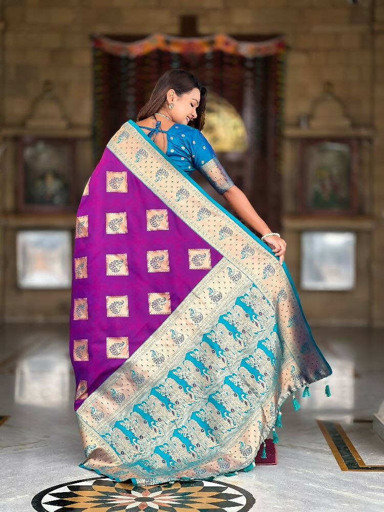 Magenta Soft Banarasi Silk Saree with Zari Weaving