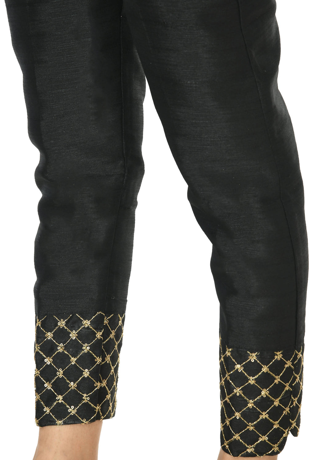 Women's Black Moeza Silk Ankle Pant Slip-On Trousers