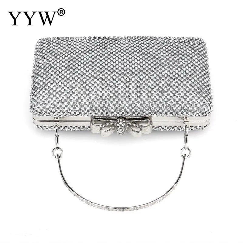 Silver Glitter Evening Clutch Purse for Women