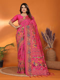 Joban Fashion Pink Meena Weaves Pashmina Sarees