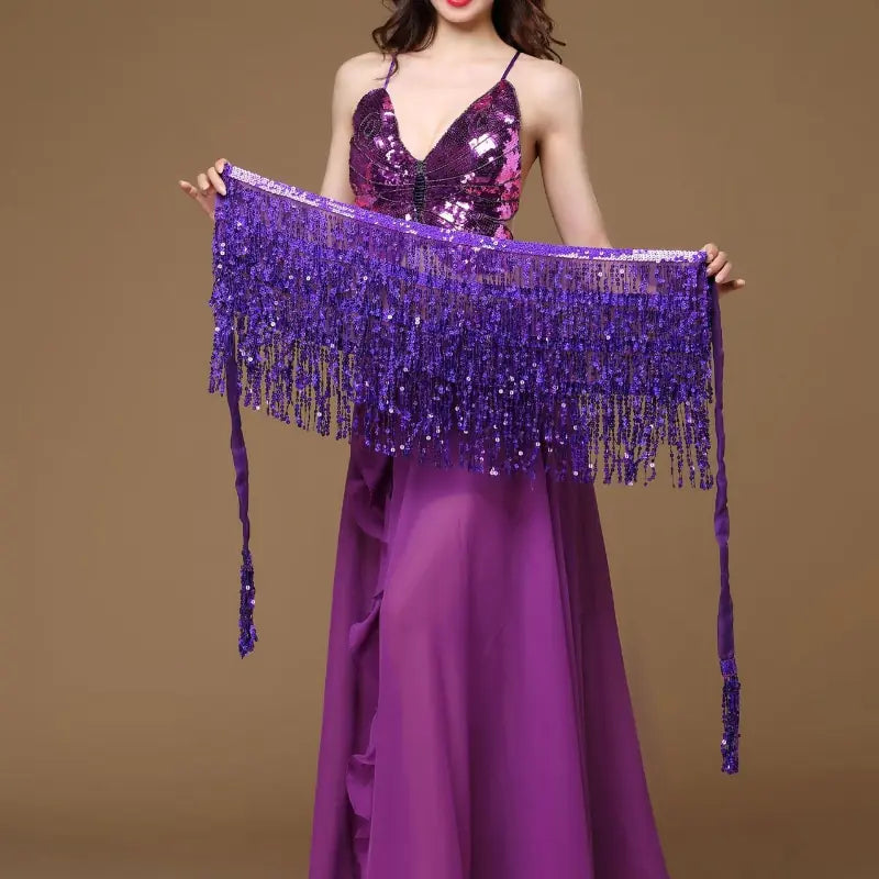 Four-Layer Fringed Waist Scarf for Belly Dance Costume