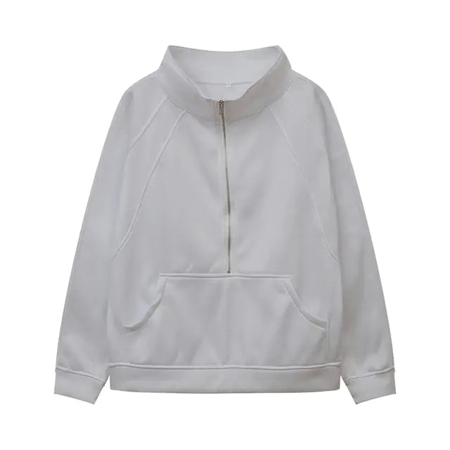 Women's Half Zipper Plush Stand-Up Collar Sweatshirt - Image 37
