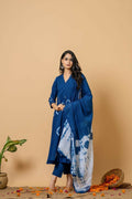 Blue tie and dye cotton suit set for women