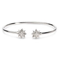 .925 Sterling Silver Diamond Accent Star Flexy Open Bangle Bracelet