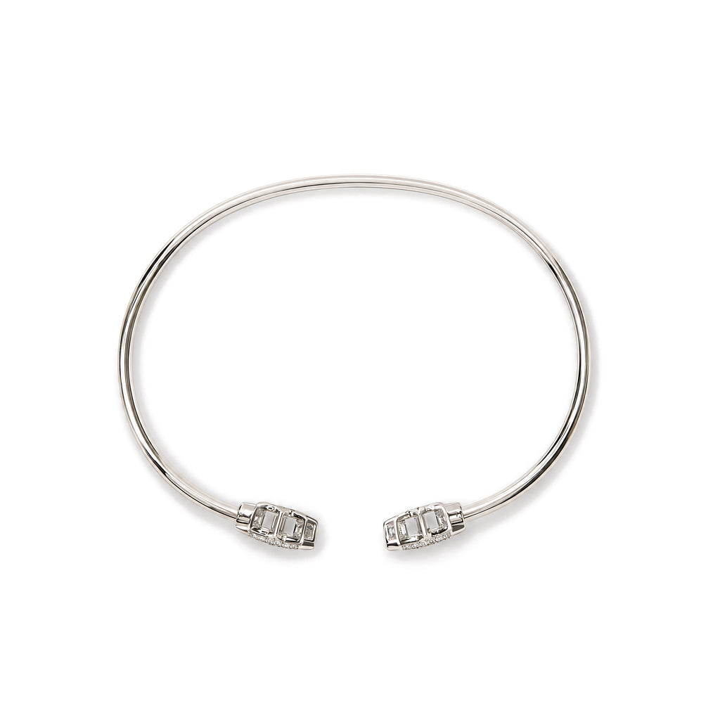 .925 Sterling Silver Diamond Accent Star Flexy Open Bangle Bracelet