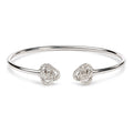 .925 Sterling Silver Diamond Accent Love Knot Flexy Open Bangle Bracelet
