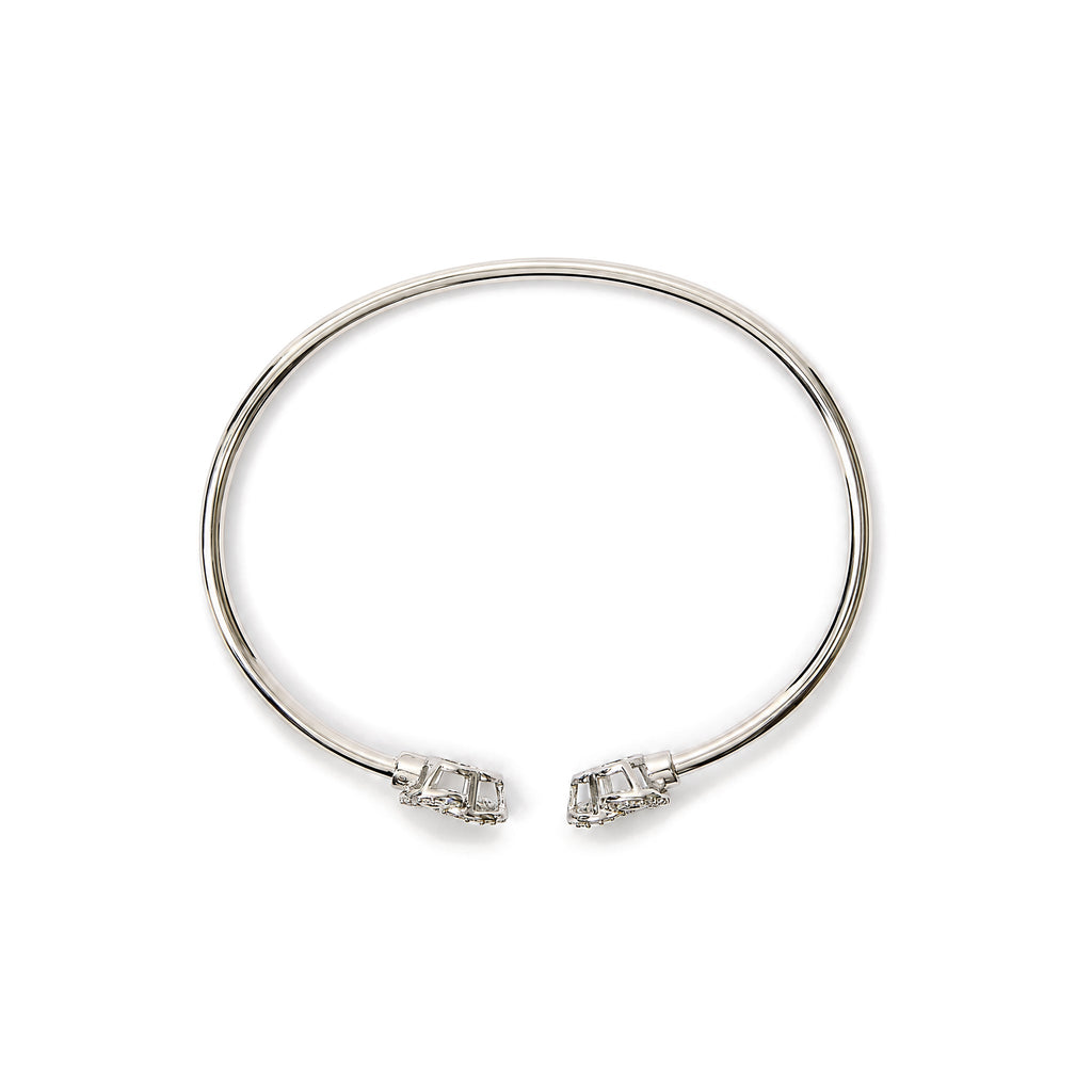 .925 Sterling Silver Diamond Accent Love Knot Flexy Open Bangle Bracelet