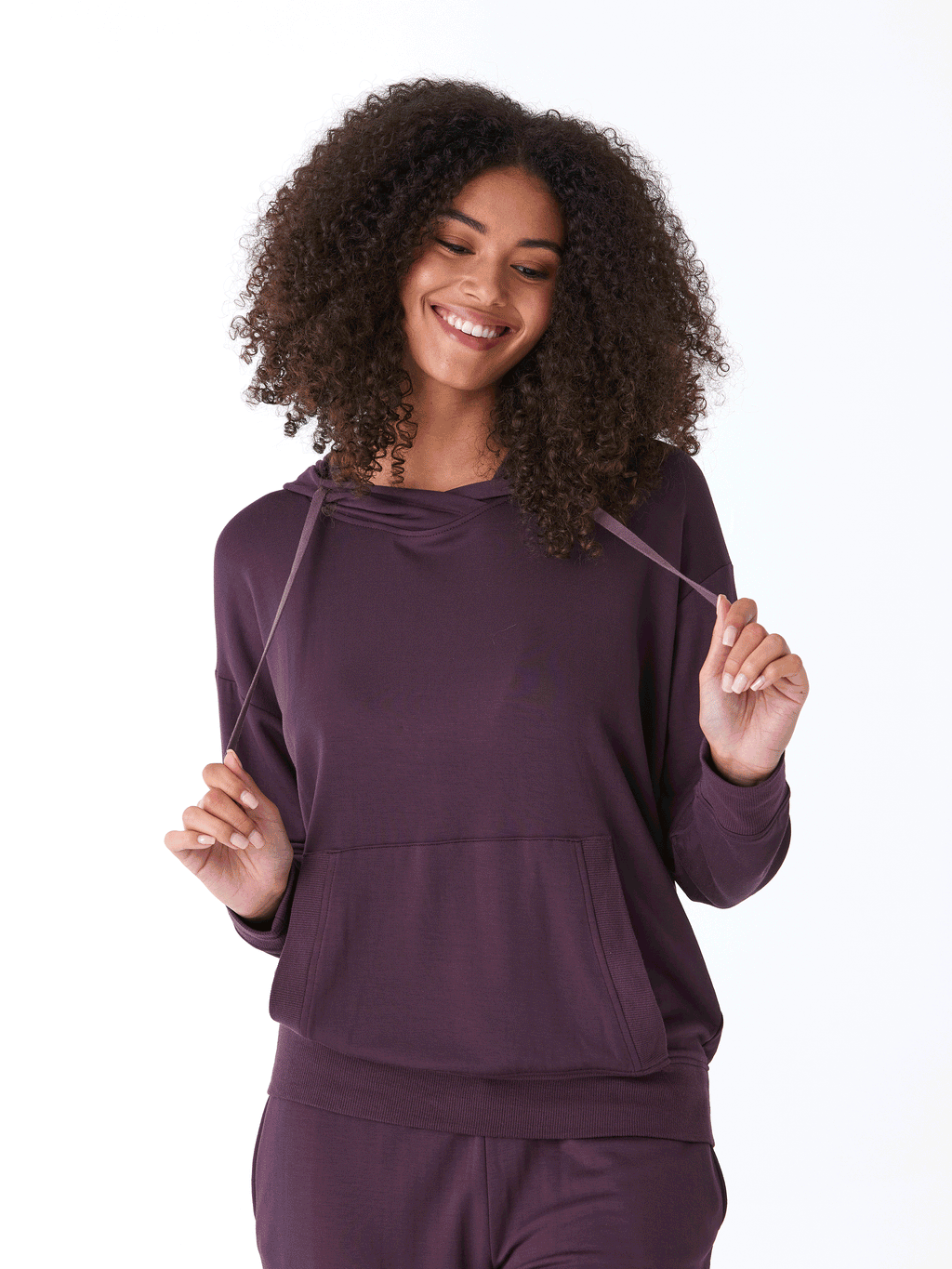 Madge Feather Fleece Pullover Hoodie with Relaxed Fit & Pockets