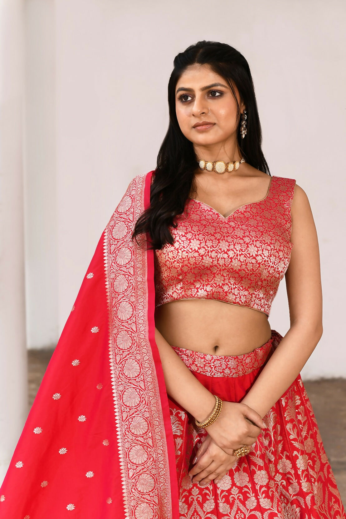 Fuchsia Soft Pure Handloom Banarasi Silk Lehenga