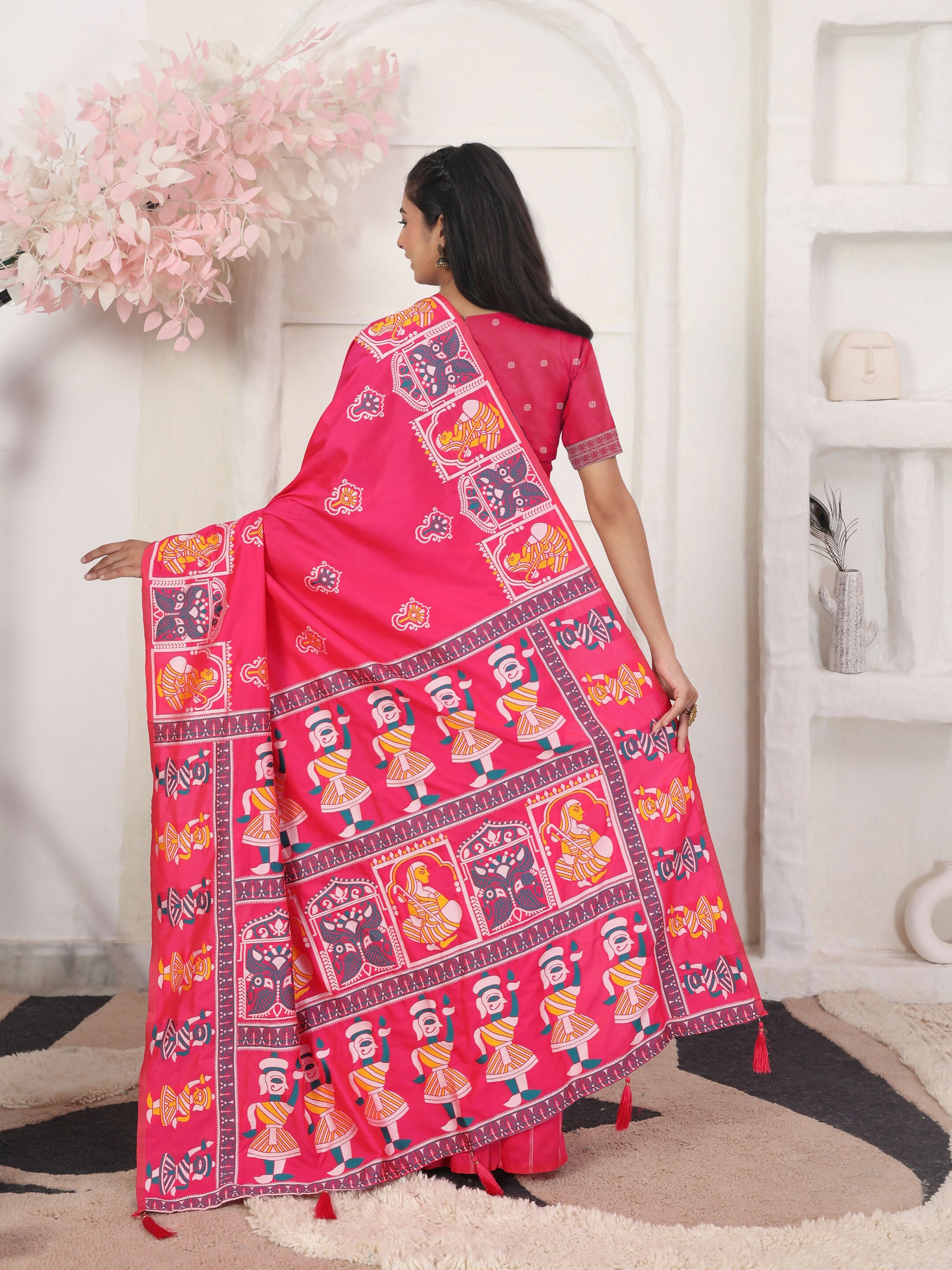 Shree Shyam Fashion Silk Blend Pink Saree
